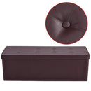 45''x15''x15'' Large Folding Storage Faux Leather Ottoman Pouffe Box Stool Brown