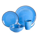 Dark Blue 4-Piece Vintage Look Stoneware Ceramic Dinner Set