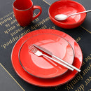 Red Vintage 4-Piece Ceramic Dinner Set service for One person