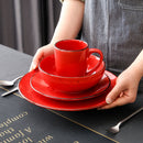 Red Vintage 4-Piece Ceramic Dinner Set service for One person