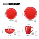 Red Vintage 4-Piece Ceramic Dinner Set service for One person