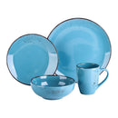 Blue Vintage Look 4-Piece Stoneware Ceramic Dinnerware Set