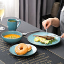 Blue Vintage Look 4-Piece Stoneware Ceramic Dinnerware Set