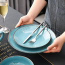 Blue Vintage Look 4-Piece Stoneware Ceramic Dinnerware Set