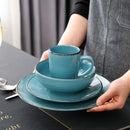 Blue Vintage Look 4-Piece Stoneware Ceramic Dinnerware Set