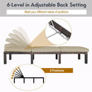 Outdoor Rattan Lounge Chair Chaise Recliner Adjustable Cushioned Patio Yard