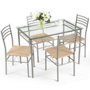 5 Piece Dining Set Table And 4 Chairs Glass Top Kitchen Breakfast Furniture