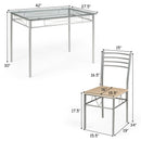 5 Piece Dining Set Table And 4 Chairs Glass Top Kitchen Breakfast Furniture