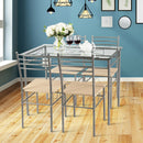 5 Piece Dining Set Table And 4 Chairs Glass Top Kitchen Breakfast Furniture