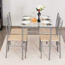 5 Piece Dining Set Table And 4 Chairs Glass Top Kitchen Breakfast Furniture