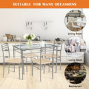 5 Piece Dining Set Table And 4 Chairs Glass Top Kitchen Breakfast Furniture