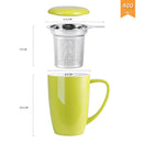 450ML Porcelain Tea Mug Cup with Lid and Stainless Steel Infuser Filter