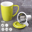 450ML Porcelain Tea Mug Cup with Lid and Stainless Steel Infuser Filter
