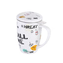 450ML Porcelain Tea Mug Cup with Lid and Stainless Steel Infuser Filter