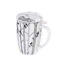 450ML Porcelain Tea Mug Cup with Lid and Stainless Steel Infuser Filter