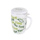 450ML Porcelain Tea Mug Cup with Lid and Stainless Steel Infuser Filter