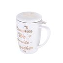 450ML Porcelain Tea Mug Cup with Lid and Stainless Steel Infuser Filter