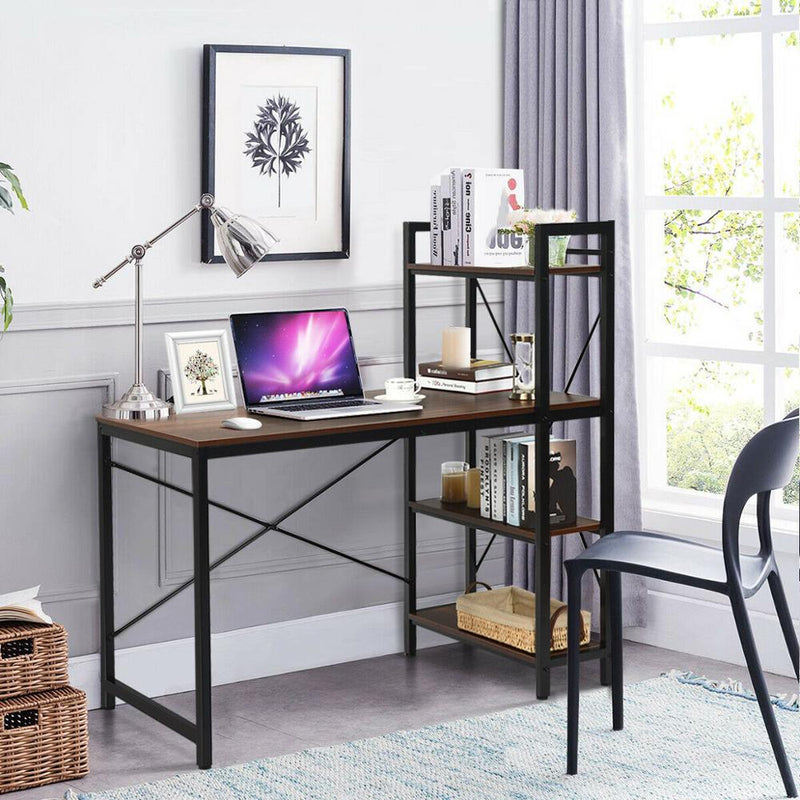 47.5" Computer Desk Writing Desk Study Table Workstation With 4-Tier Shelves