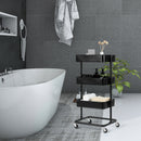 3 Tier Metal Rolling Storage Cart Mobile Organizer W/Adjustable Shelves Black