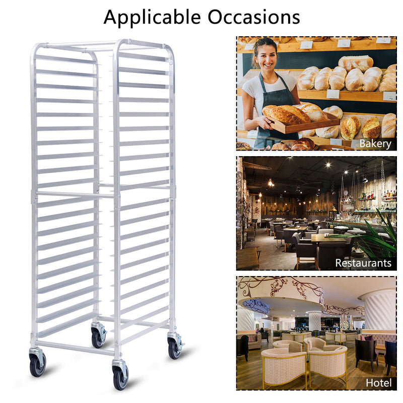 20 Sheet Aluminum Bun Pan Bakery Rack Rolling Kitchen Commercial 26'' x 20'' x 70'' TL33856