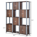4-Tier Storage Shelf 12 Cube Organizer Unit Display Bookcase Walnut W/6 Doors