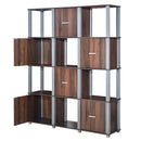 4-Tier Storage Shelf 12 Cube Organizer Unit Display Bookcase Walnut W/6 Doors