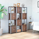 4-Tier Storage Shelf 12 Cube Organizer Unit Display Bookcase Walnut W/6 Doors