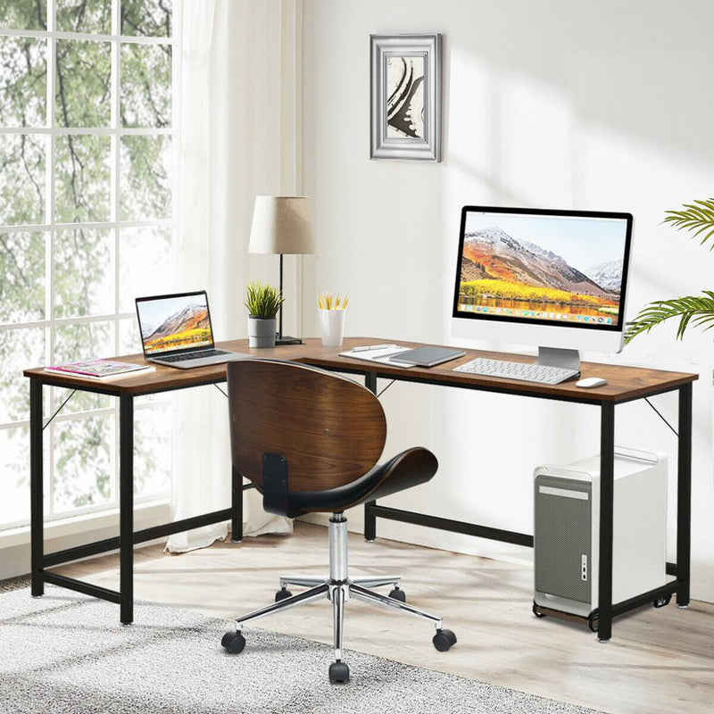 L Shaped Desk Corner Computer Desk PC Gaming Table Workstation with CPU Stand