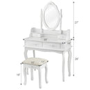 White Vanity Makeup Dressing Table Jewelry Storage Stool