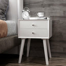 2PCS Wooden Nightstand Mid-Century End Side Table W/2 Storage Drawers