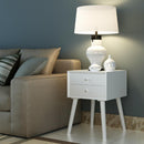 2PCS Wooden Nightstand Mid-Century End Side Table W/2 Storage Drawers