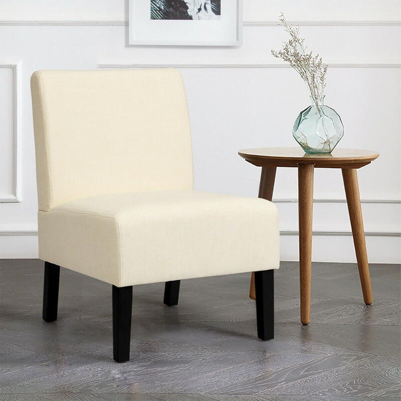 Armless Accent Chair Fabric Leisure Chair Single Sofa w/Rubber Wood Legs