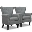 Set of 2 Fabric Accent Arm Chair Tufted Upholstered Single Sofa Club Chair Grey