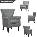 Set of 2 Fabric Accent Arm Chair Tufted Upholstered Single Sofa Club Chair Grey