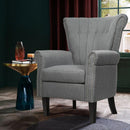 Set of 2 Fabric Accent Arm Chair Tufted Upholstered Single Sofa Club Chair Grey