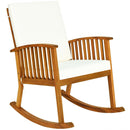 Outdoor Acacia Wood Rocking Chair Patio Backyard Garden Lawn W/ Cushion
