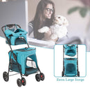 Folding Dog Stroller Travel Cage Stroller for Pet Cat Kitten Puppy Carriages Large 4 Wheels
