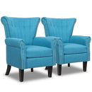 Set of 2 Fabric Accent Arm Chair Tufted Upholstered Single Sofa Club Chair Blue