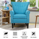 Set of 2 Fabric Accent Arm Chair Tufted Upholstered Single Sofa Club Chair Blue