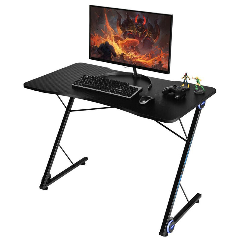 43.5 inch Gaming Desk Z Shape Office PC Computer Desk Gamer Tables w/ LED Lights
