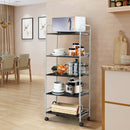 5 Tiers Storage Cart Rack Mesh Shelf Utility Organizer Casters Multifunction