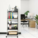 5 Tiers Storage Cart Rack Mesh Shelf Utility Organizer Casters Multifunction