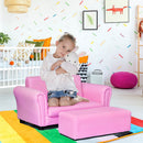 Pink Kids Sofa Armrest Chair Couch Lounge Children Birthday Gift w/ Ottoman