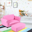 Pink Kids Sofa Armrest Chair Couch Lounge Children Birthday Gift w/ Ottoman