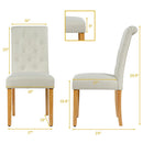 Set of 2 Tufted Dining Chair Parsons Upholstered Fabric Chair with Wooden Legs
