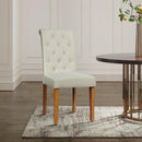 Set of 2 Tufted Dining Chair Parsons Upholstered Fabric Chair with Wooden Legs