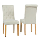 Set of 2 Tufted Dining Chair Parsons Upholstered Fabric Chair with Wooden Legs
