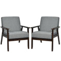 Set of 2 Fabric Accent Chair Armchair Solid Wood Upholstered Lounge Chair