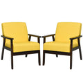 Set of 2 Fabric Accent Chair Armchair Solid Wood Upholstered Lounge Chair