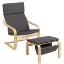 Relax Lounge Chair Bentwood Armchair & Padded Ottoman Set w/ Magazine Rack